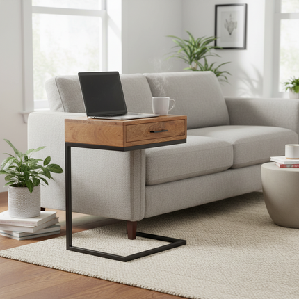 Acacia C-Table w/Drawer