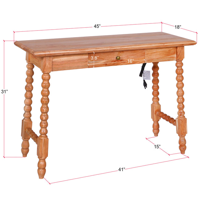 Delisle Solid Wood Desk with Built in Outlet