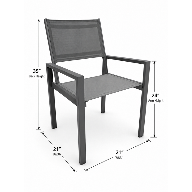Winston Textilene Outdoor Dining Chair (2 Pack)