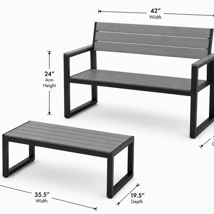 Winston Polywood Outdoor Bench & Coffee Table