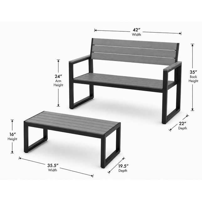 Winston Polywood Outdoor Bench & Coffee Table