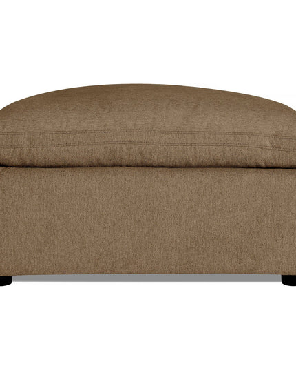 The My Cloud 40 Ottoman is a brown, textured cushioned piece with a simple rectangular design and four black legs, exuding cozy and comfortable vibes.