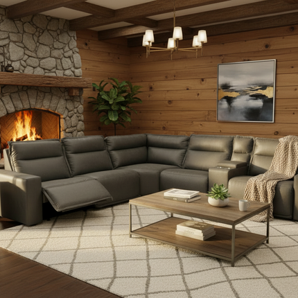 Meridian 5 Piece L Reclining Sectional
