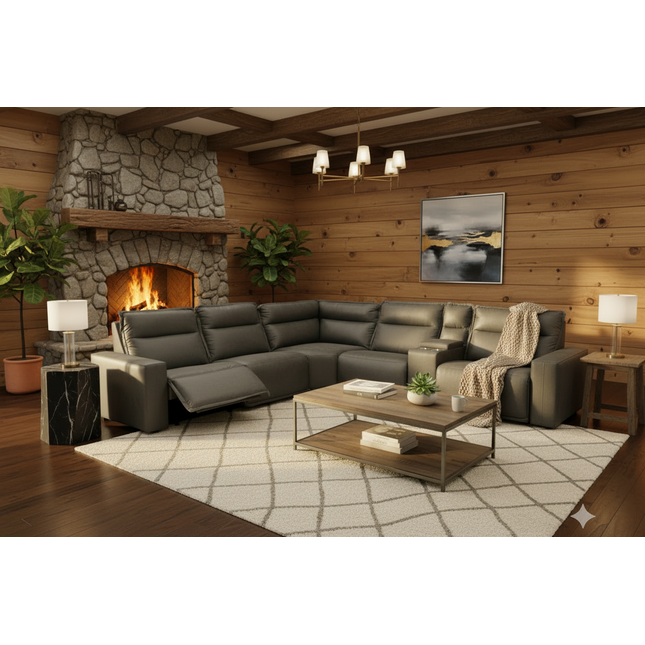 Meridian 5 Piece L Reclining Sectional