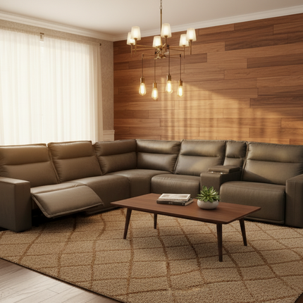 Meridian 5 Piece L Reclining Sectional