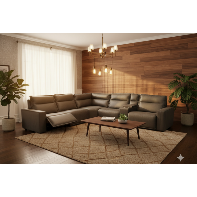 Meridian 5 Piece L Reclining Sectional