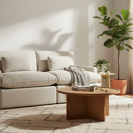 My Cloud 2 Piece loveseat in Greige styled in a cozy modern living room