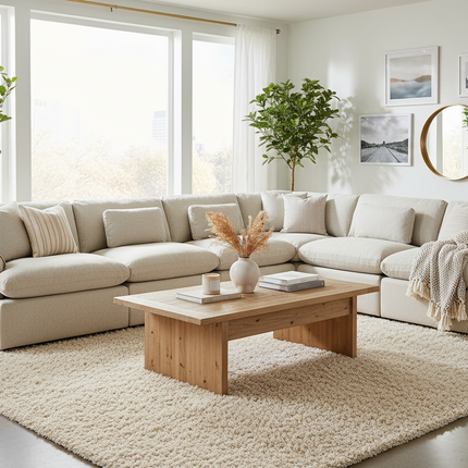 My Cloud 4 Piece Left L sectional in Greige styled in a bright modern living room