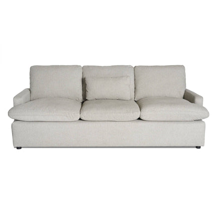 The My Cloud Sofa is a three-piece, gray masterpiece with plush cushions and a modern, simple design. Featuring customizable seat and back cushions, this three-seat beauty exudes comfort against a plain white backdrop.