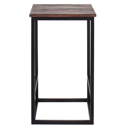 The Rosewood Stool features a minimalist wooden top and black metal frame, creating a handcrafted geometric design with clean lines. Its lightweight, modern style complements various interiors, adding luxury and versatility.
