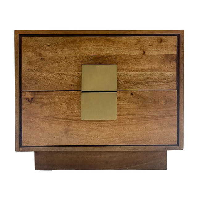 Jades 2-Drawer Side Table with Brass Accents
