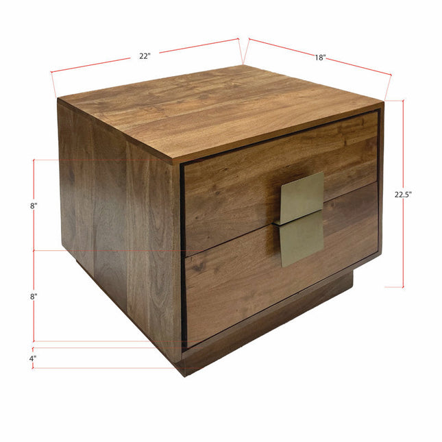 Jades 2-Drawer Side Table with Brass Accents