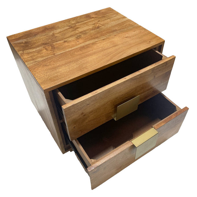 Jades 2-Drawer Side Table with Brass Accents