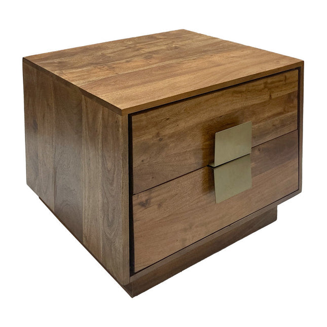 Jades 2-Drawer Side Table with Brass Accents