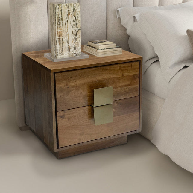 Jades 2-Drawer Side Table with Brass Accents