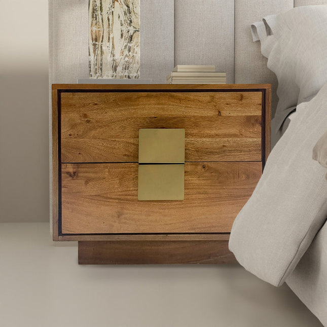 Jades 2-Drawer Side Table with Brass Accents