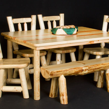 Log Farm Table with chairs