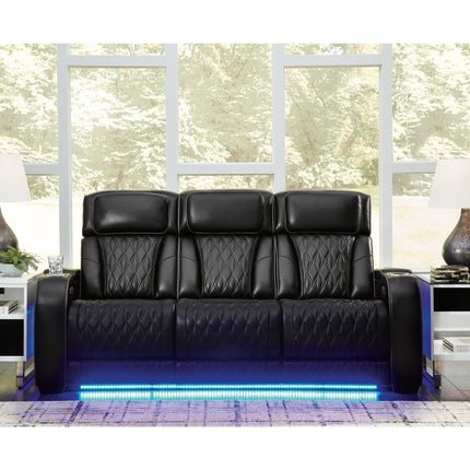 Obsidian Dual Power Leather Reclining Sofa