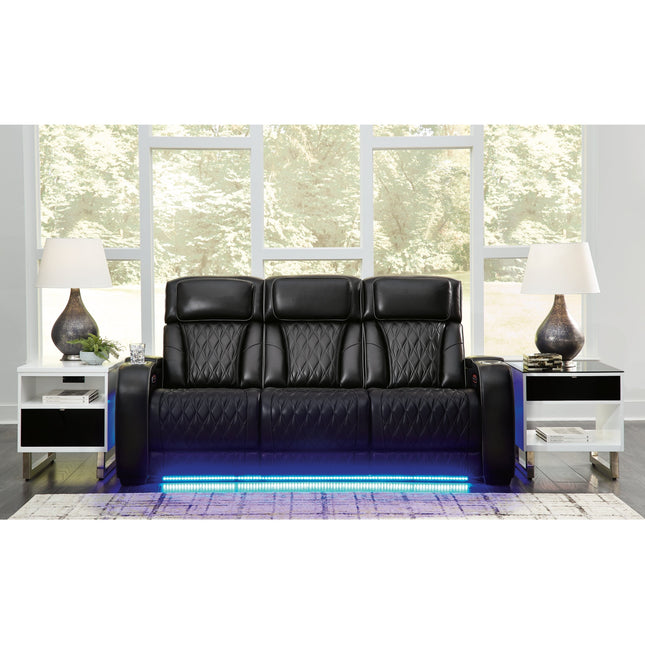 Obsidian Dual Power Leather Reclining Sofa