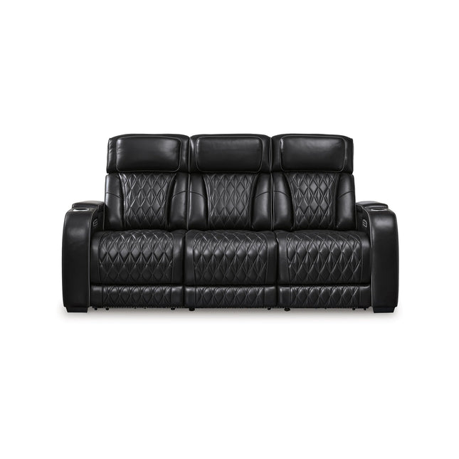Obsidian Dual Power Leather Reclining Sofa