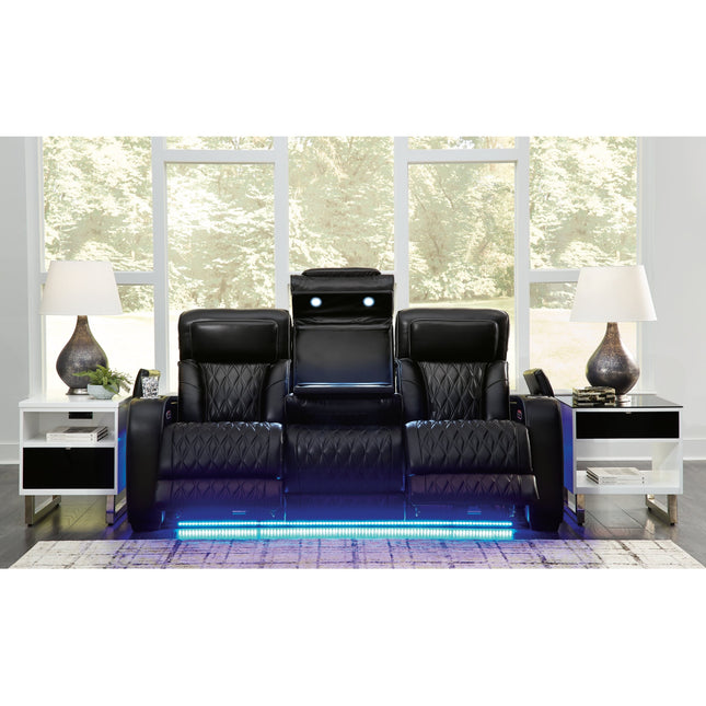 Obsidian Dual Power Leather Reclining Sofa