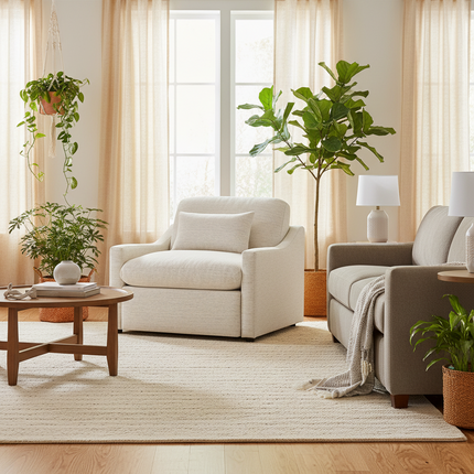 My Cloud Slope Power Recliner in Dover Linen staged in a cozy contemporary living room