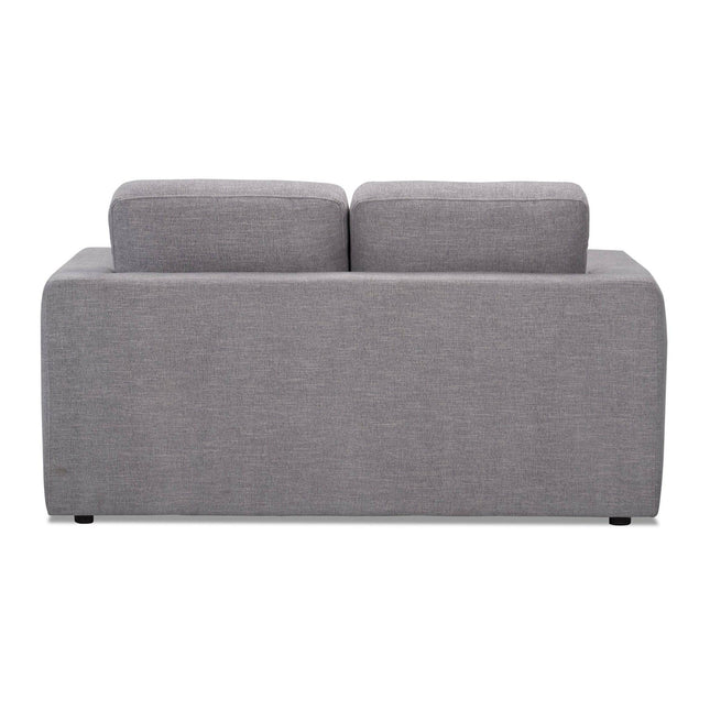 Discover Italian luxury with our modern, minimalist Lugano Loveseat. Crafted from premium grey fabric, it features two back cushions and a simple rectangular shape, perfect for enhancing any contemporary living space.