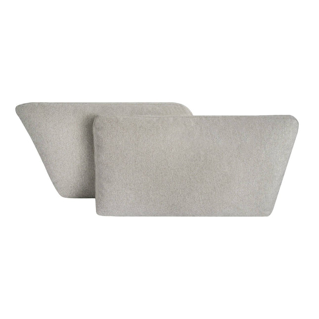 Two gray trapezoidal cushions from the My Cloud sectional sit against a white background. Featuring soft texture, uniform color, and simple design, these cushions offer both style and comfort. The My Cloud Cushion Cover replacements ensure lasting freshness.