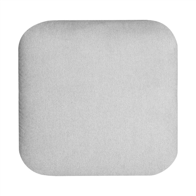 My Cloud 30 Ottoman: A square, flat cushion with rounded corners in gray, made of smooth fabric.