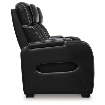Obsidian Dual Power Leather Reclining Loveseat with Console