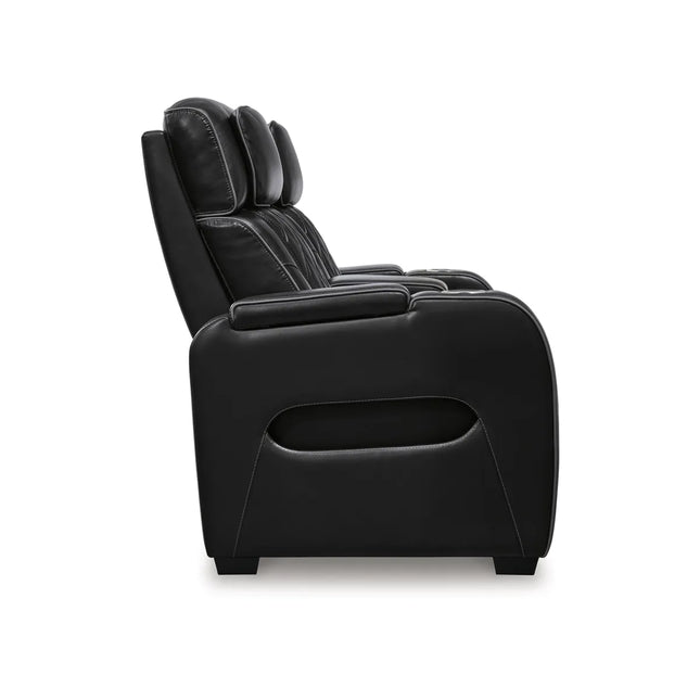 Obsidian Dual Power Leather Reclining Loveseat with Console