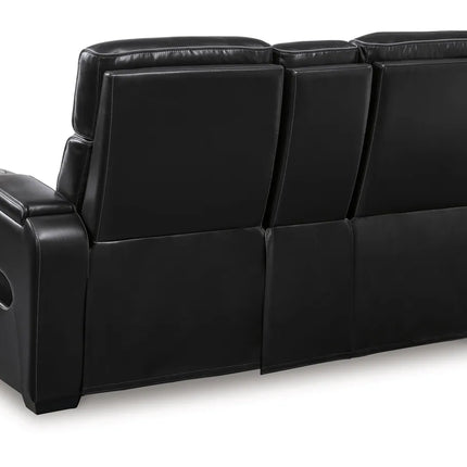Obsidian Dual Power Leather Reclining Loveseat with Console