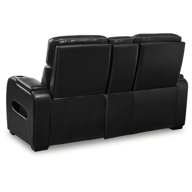 Obsidian Dual Power Leather Reclining Loveseat with Console