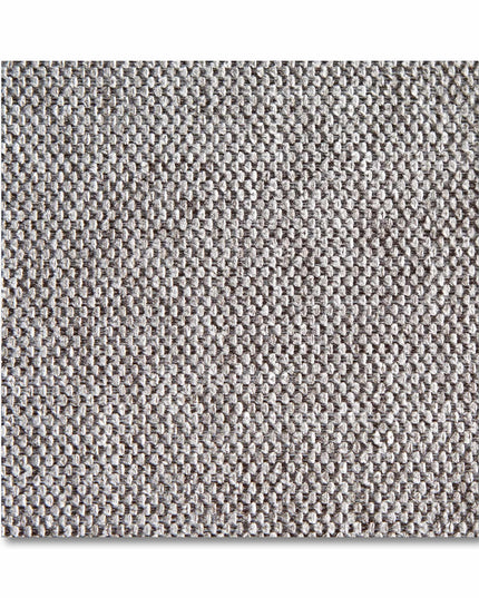 Close-up of the My Cloud Slope 30 Ottoman fabric swatch, showcasing a tightly woven, textured pattern in gray. The surface features slightly raised, small squared shapes that repeat uniformly across the whole swatch for an intricate look.