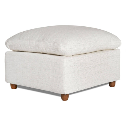 The My Cloud Slope 30 Ottoman in cream features a cushioned top and four rounded wooden legs, blending style and comfort as a prime example of customizable furniture.