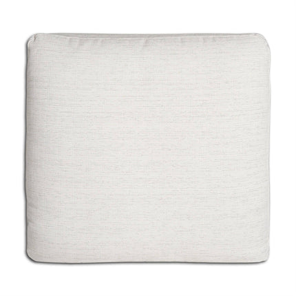 A soft, square cushion reminiscent of My Cloud comfort, featuring slightly rounded edges and subtle textured fabric. It offers a simple, clean look against a white backdrop—ideal for any customizable furniture setting.