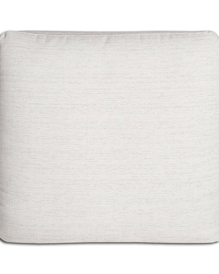 A soft, square cushion reminiscent of My Cloud comfort, featuring slightly rounded edges and subtle textured fabric. It offers a simple, clean look against a white backdrop—ideal for any customizable furniture setting.