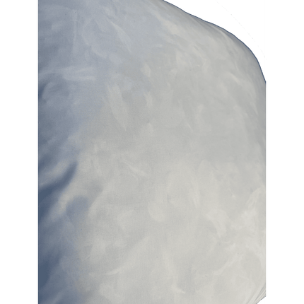 Close-up of a Customizable Down & Feather Pillow with a luxury light gray, velvety texture. The subtle cloudy pattern fabric looks smooth, and the pillows premium edge is faintly visible.