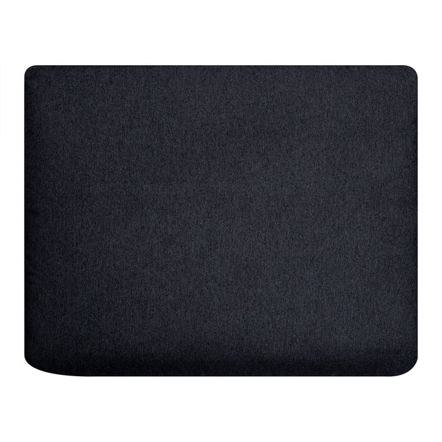A dark gray, square cushion resembling a pouf from the My Cloud sectional features a soft texture and slightly rounded corners on a white background, suggesting replacement covers for your customizable sectional.
