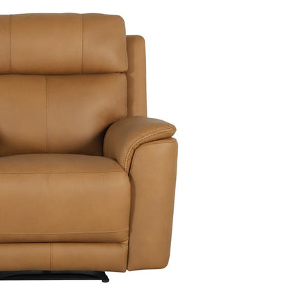 Tamarack Collection warm toffee top-grain leather power reclining sofa group — Cozy & Rustic